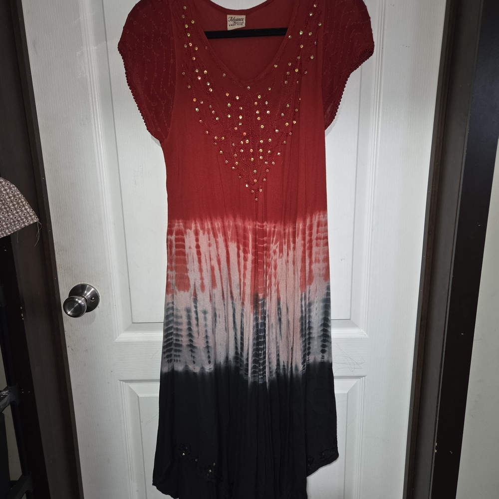 Sakkas Red and Black Asymmetrical Dress